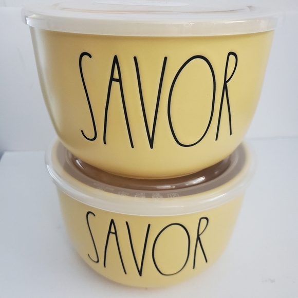 Rae Dunn SAVOR Yellow Ceramic Bowl With Lid - Picture 8 of 8